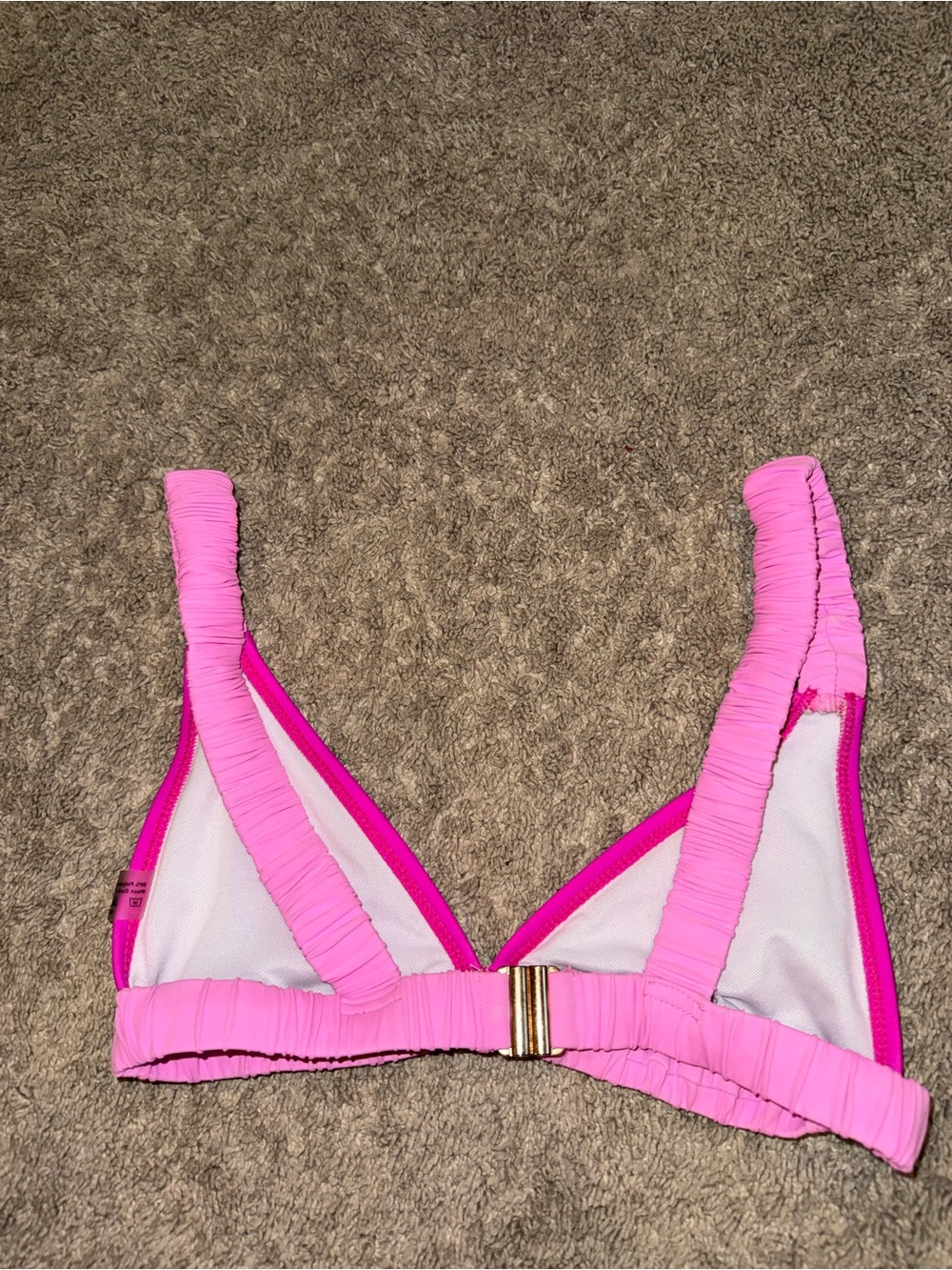 Pink Ruffled Triangle Bikini Top - Picture 2 of 2